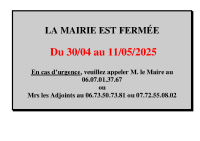 fermeture mairie 30-04-25